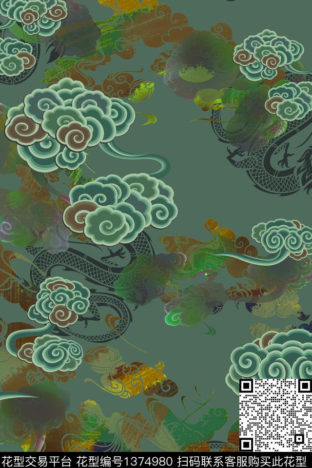 传统纹样祥云民族风数码印花华亿平台下载（图片编号: 1374980） - 瓦栏（Walan）