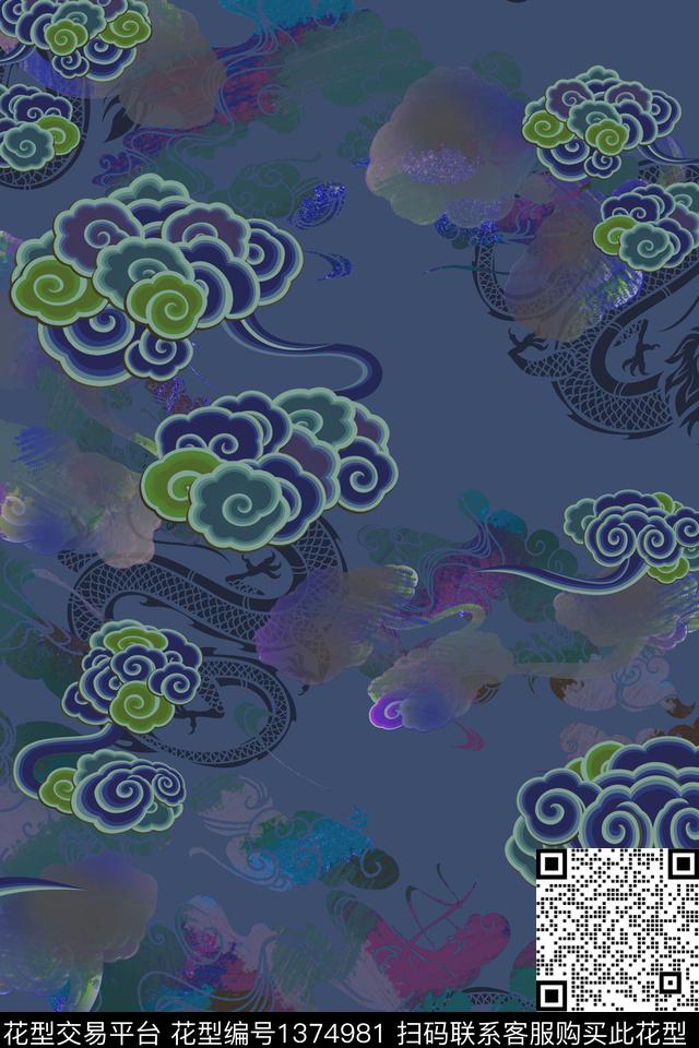 传统纹样祥云民族风数码印花华亿平台下载（图片编号: 1374981） - 瓦栏（Walan）