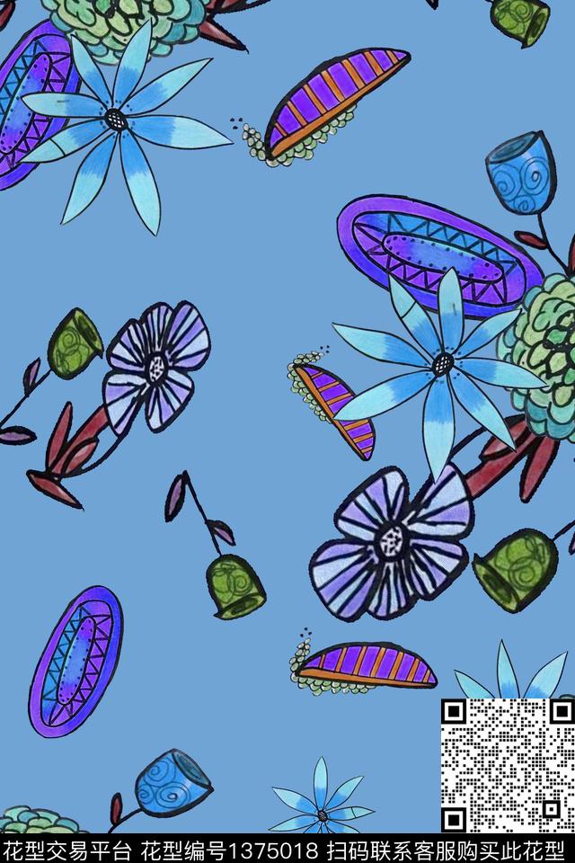 旗袍香云纱真丝数码印花华亿平台下载（图片编号: 1375018） - 瓦栏（Walan）