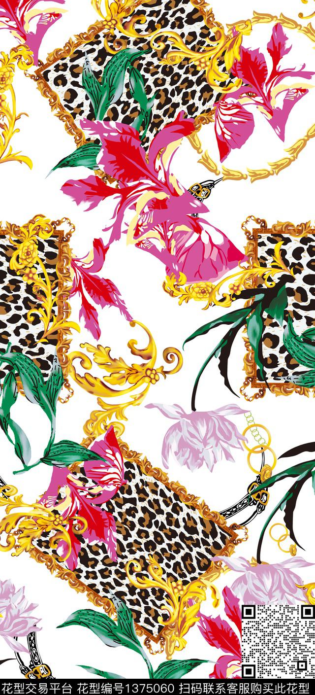 定位花豹纹大牌风数码印花华亿平台下载（图片编号: 1375060） - 瓦栏（Walan）