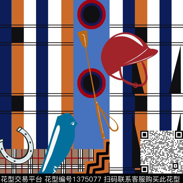 线条格子大牌风传统印花华亿平台下载（图片编号: 1375077） - 瓦栏（Walan）