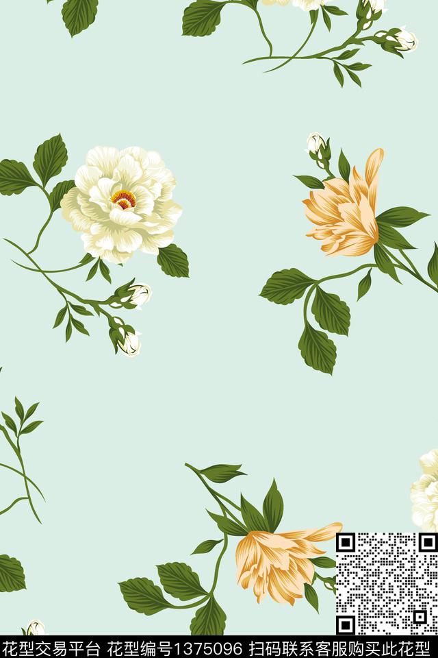 绿植树叶花卉大牌风传统印花华亿平台下载（图片编号: 1375096） - 瓦栏（Walan）