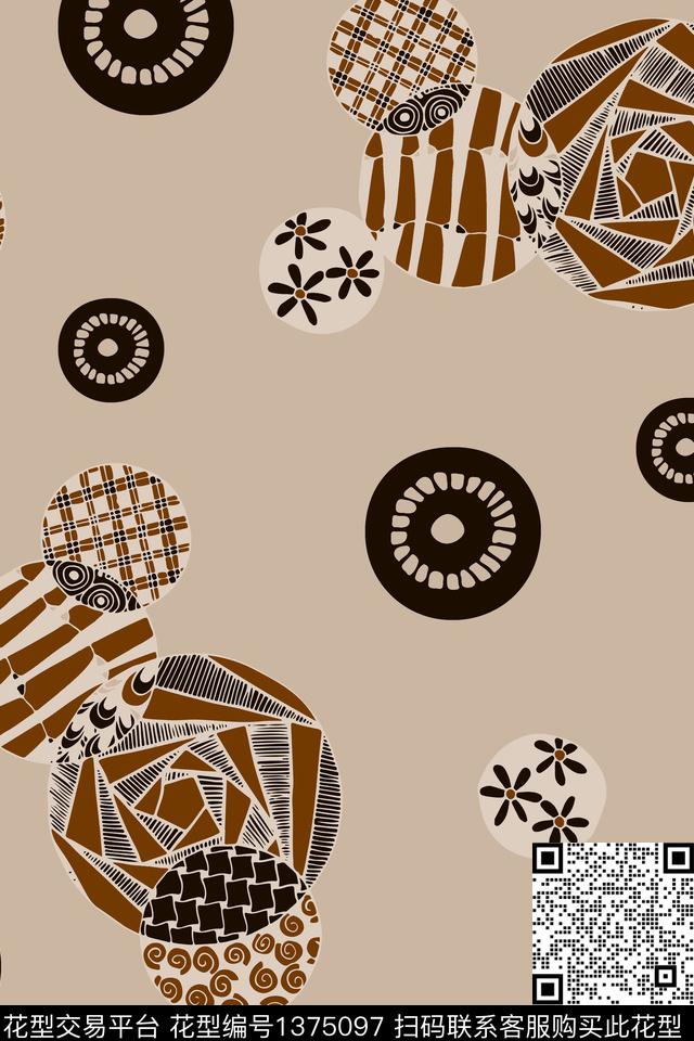 花卉大牌风抽象传统印花华亿平台下载（图片编号: 1375097） - 瓦栏（Walan）