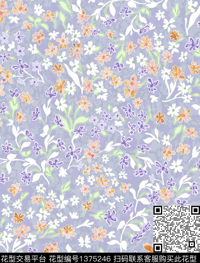 水果水彩花卉小碎花数码印花华亿平台下载（图片编号: 1375246） - 瓦栏（Walan）