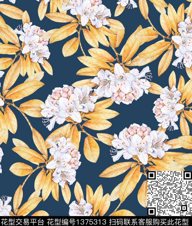 蒲公英彩底花卉小碎花数码印花华亿平台下载（图片编号: 1375313） - 瓦栏（Walan）