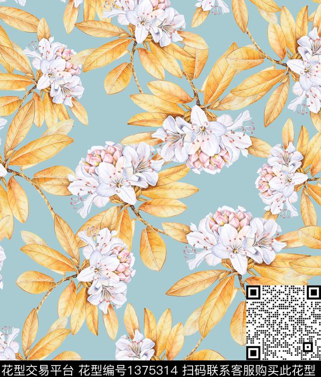 蒲公英彩底花卉小碎花数码印花华亿平台下载（图片编号: 1375314） - 瓦栏（Walan）