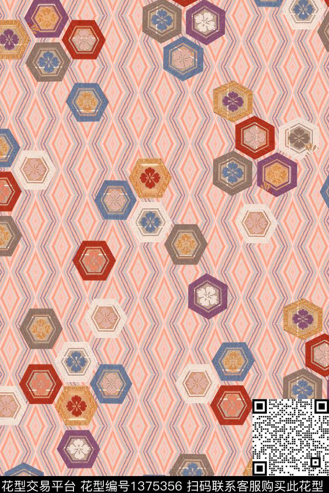 女装中国风底纹肌理数码印花华亿平台下载（图片编号: 1375356） - 瓦栏（Walan）