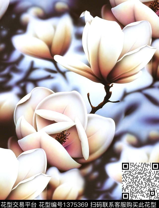玉兰花Magnolia风景景观数码印花华亿平台下载（图片编号: 1375369） - 瓦栏（Walan）