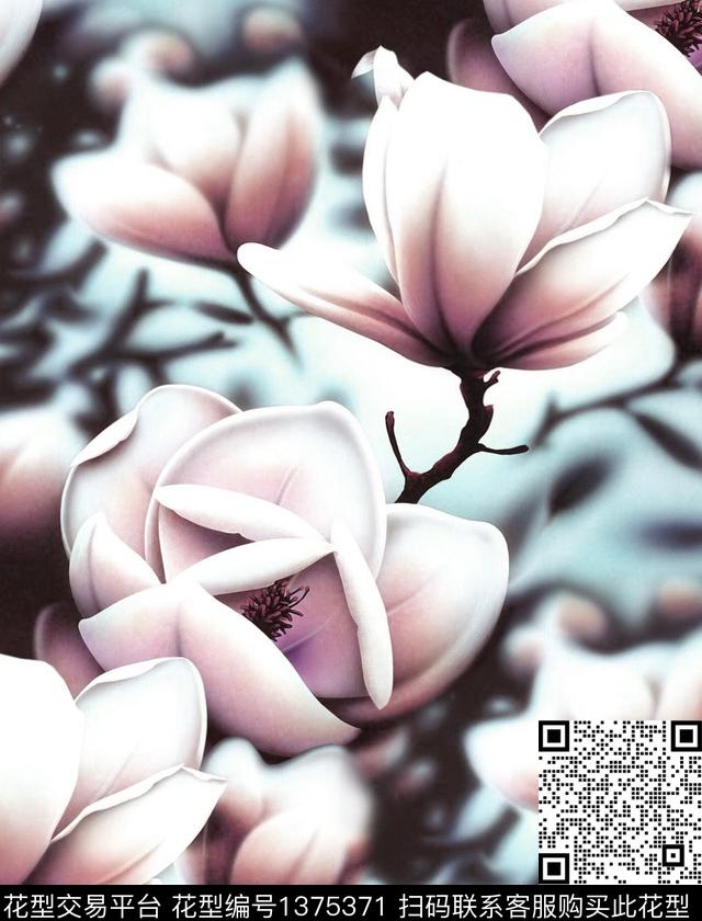 玉兰花Magnolia风景景观数码印花华亿平台下载（图片编号: 1375371） - 瓦栏（Walan）