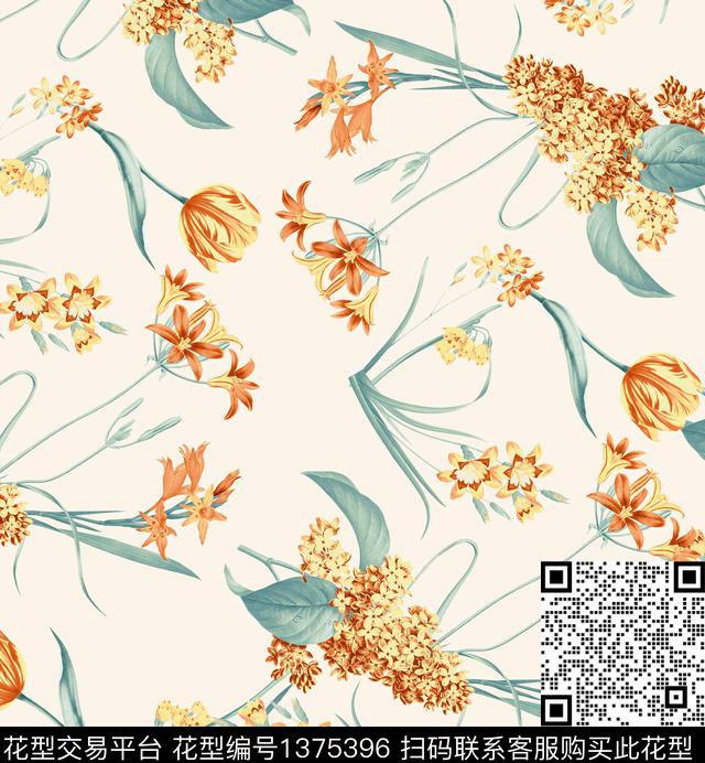 小碎花彩色底数码印花华亿平台下载（图片编号: 1375396） - 瓦栏（Walan）