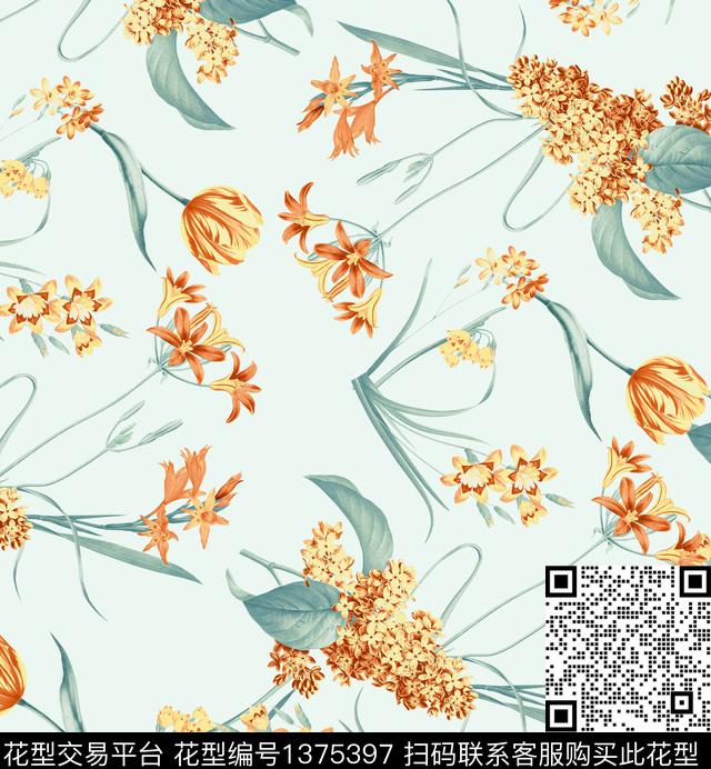 柠檬梅花樱花数码印花华亿平台下载（图片编号: 1375397） - 瓦栏（Walan）