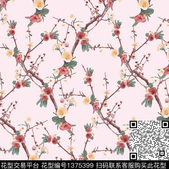 柠檬梅花樱花数码印花华亿平台下载（图片编号: 1375399） - 瓦栏（Walan）