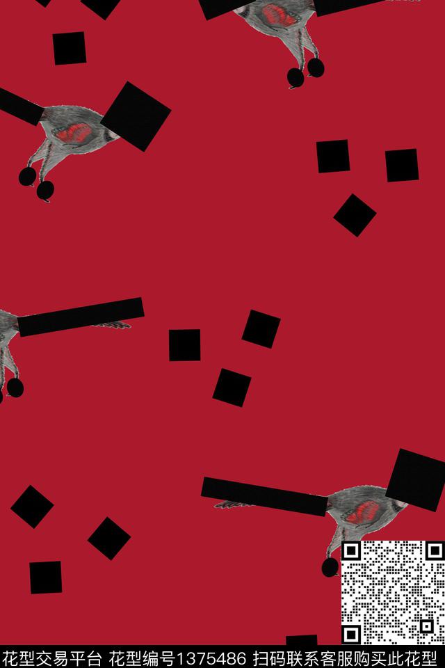 时尚格子鸟数码印花华亿平台下载（图片编号: 1375486） - 瓦栏（Walan）