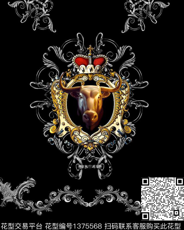 动物花卉男装牛数码印花华亿平台下载（图片编号: 1375568） - 瓦栏（Walan）