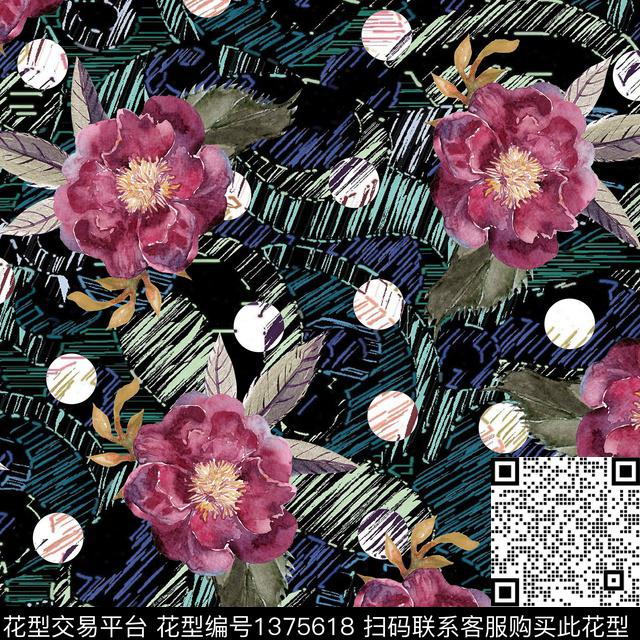 数码华亿平台绿植树叶花卉数码印花华亿平台下载（图片编号: 1375618） - 瓦栏（Walan）