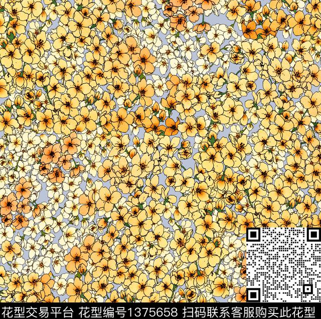 梅花樱花小碎花数码印花华亿平台下载（图片编号: 1375658） - 瓦栏（Walan）