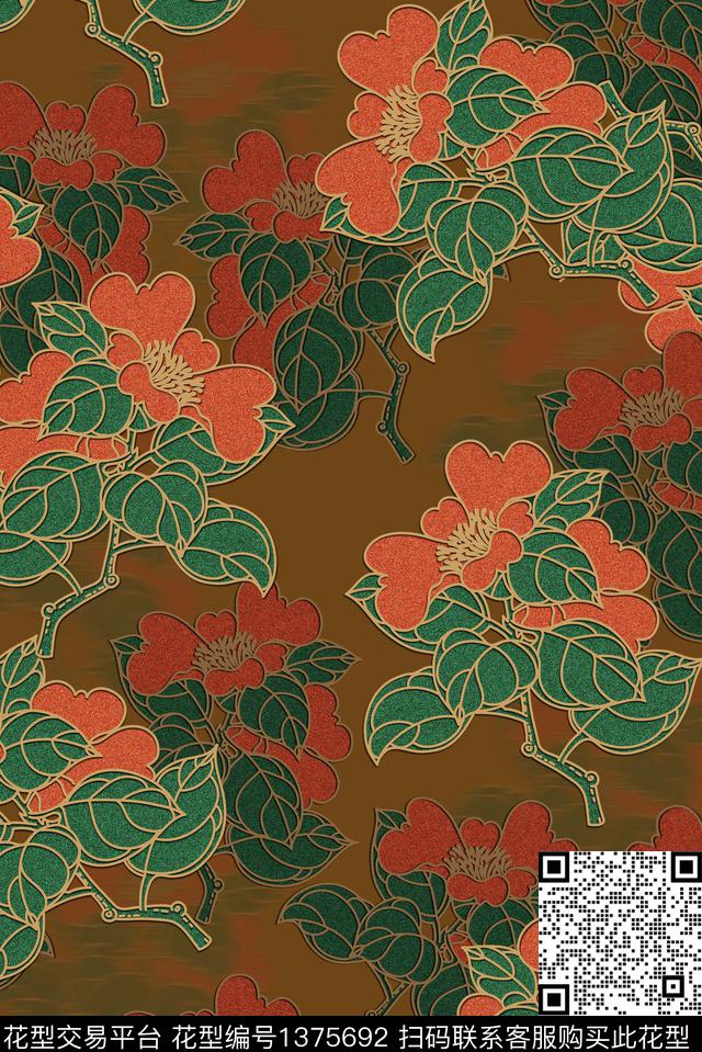 花卉大牌风欧洲数码印花华亿平台下载（图片编号: 1375692） - 瓦栏（Walan）