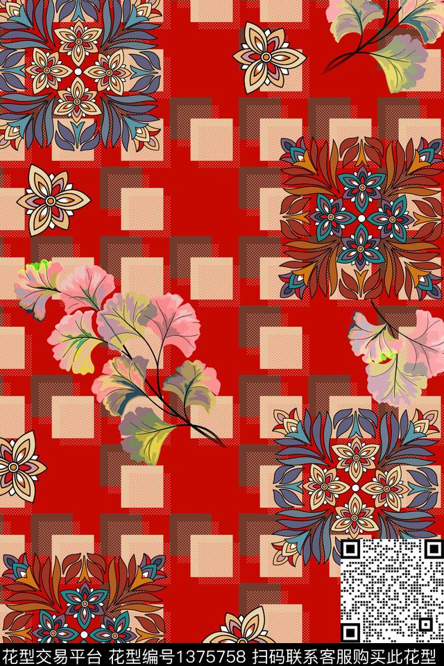 真丝中国风华亿平台复古旗袍花数码印花华亿平台下载（图片编号: 1375758） - 瓦栏（Walan）