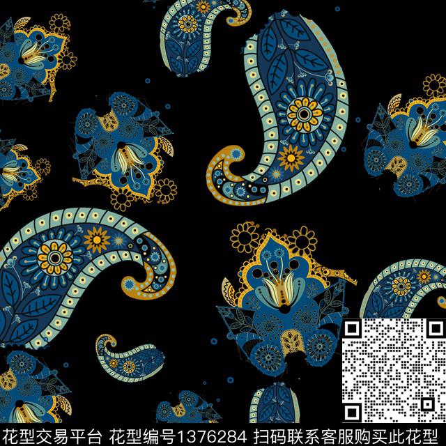 民族风复古佩斯利数码印花华亿平台下载（图片编号: 1376284） - 瓦栏（Walan）