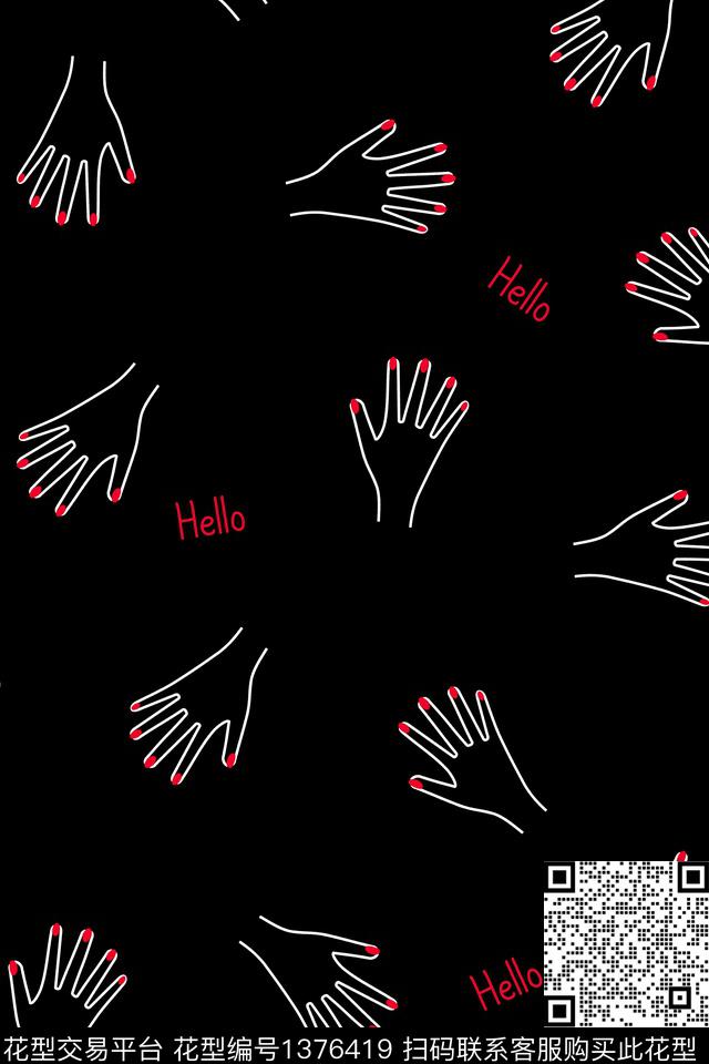 字母手大牌风传统印花华亿平台下载（图片编号: 1376419） - 瓦栏（Walan）