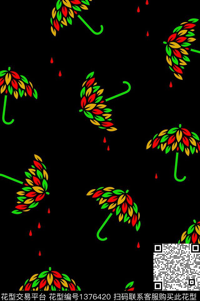 雨伞大牌风抽象传统印花华亿平台下载（图片编号: 1376420） - 瓦栏（Walan）