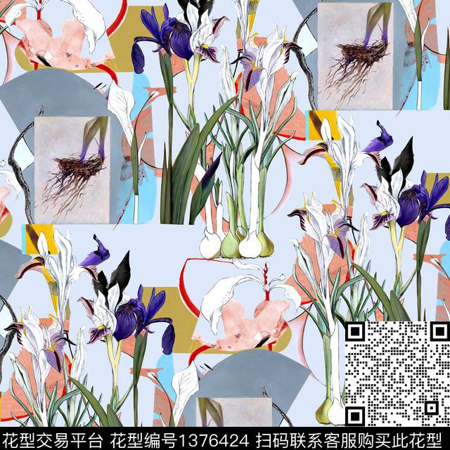 波浪纹字母渐变数码印花华亿平台下载（图片编号: 1376424） - 瓦栏（Walan）