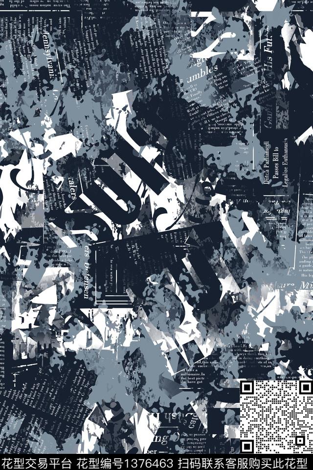 男装满版花字母扎染华亿平台传统印花华亿平台下载（图片编号: 1376463） - 瓦栏（Walan）