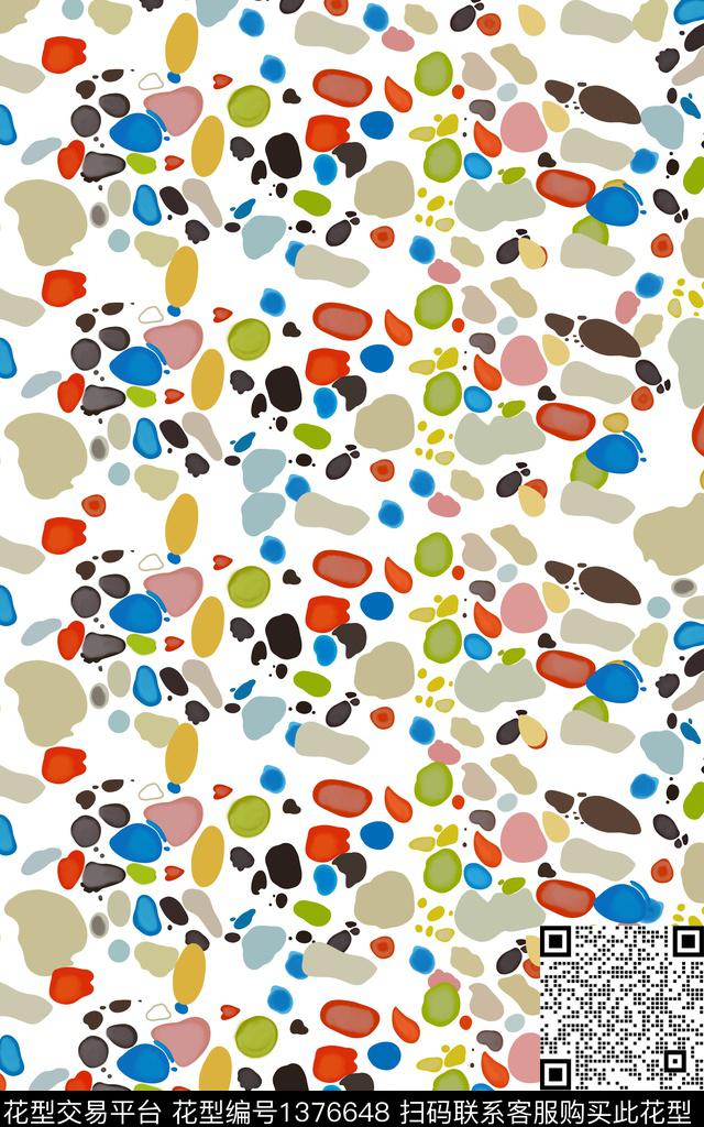 笔触抽象波点数码印花华亿平台下载（图片编号: 1376648） - 瓦栏（Walan）