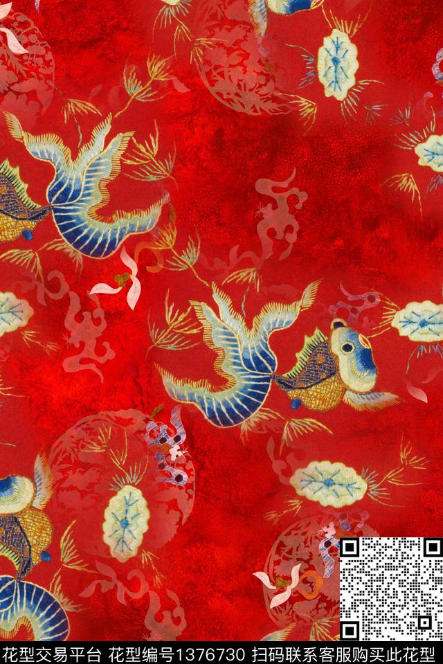 复古旗袍中国风数码印花华亿平台下载（图片编号: 1376730） - 瓦栏（Walan）