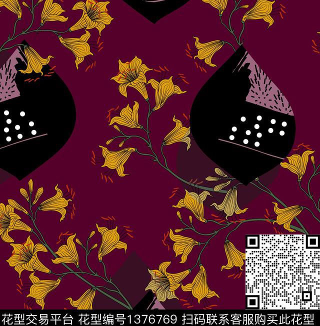 连衣裙女装花卉传统印花华亿平台下载（图片编号: 1376769） - 瓦栏（Walan）