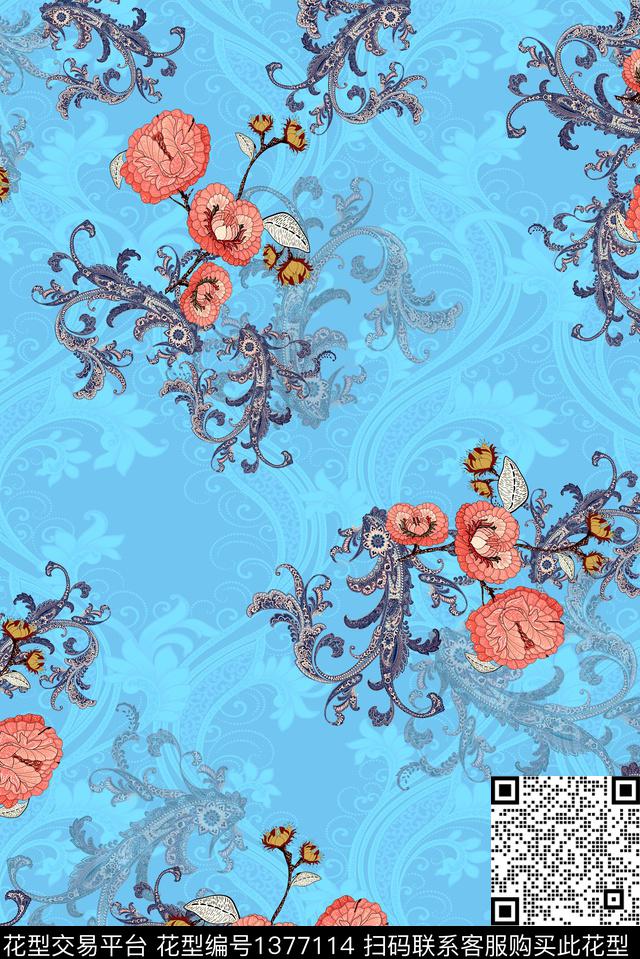 女装佩斯里佩斯利数码印花华亿平台下载（图片编号: 1377114） - 瓦栏（Walan）