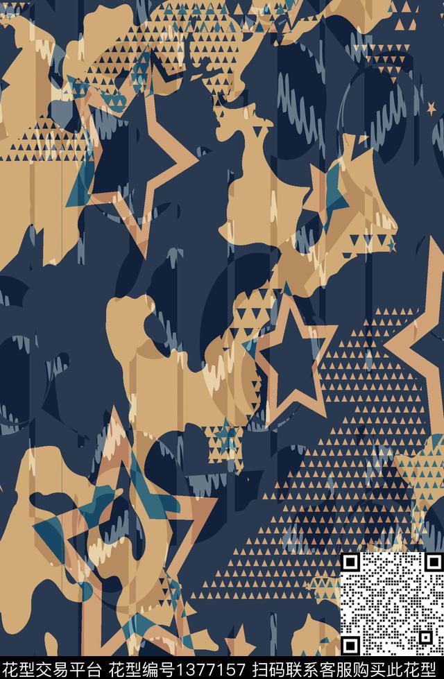 几何男装满版花迷彩传统印花华亿平台下载（图片编号: 1377157） - 瓦栏（Walan）