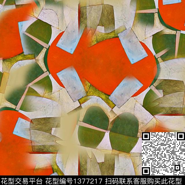 抽象渐变色彩几何数码印花华亿平台下载（图片编号: 1377217） - 瓦栏（Walan）