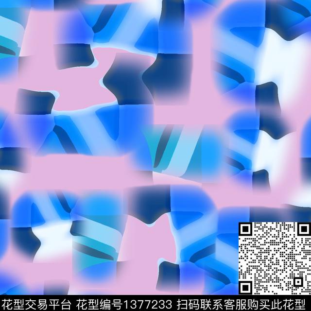 抽象渐变色彩几何数码印花华亿平台下载（图片编号: 1377233） - 瓦栏（Walan）