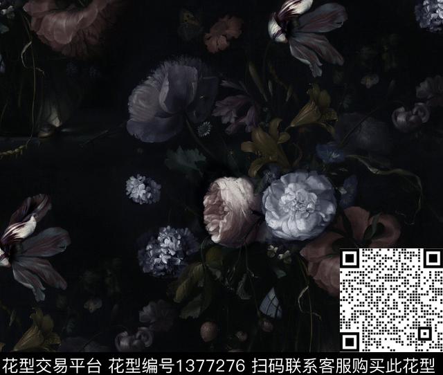 暗黑风西装印花复古数码印花华亿平台下载（图片编号: 1377276） - 瓦栏（Walan）