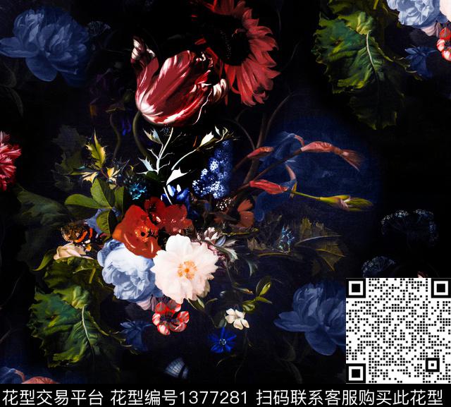 暗黑风西装印花复古数码印花华亿平台下载（图片编号: 1377281） - 瓦栏（Walan）