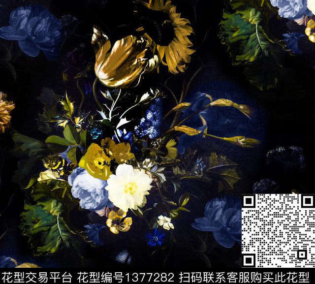 暗黑风西装印花复古数码印花华亿平台下载（图片编号: 1377282） - 瓦栏（Walan）