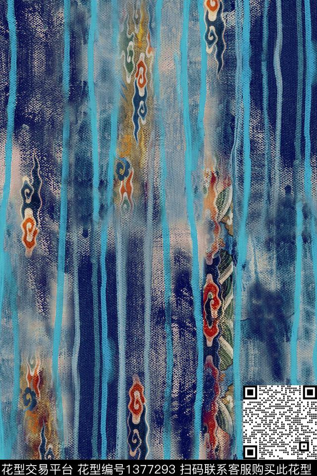 香云纱中国风竖条华亿平台数码印花华亿平台下载（图片编号: 1377293） - 瓦栏（Walan）
