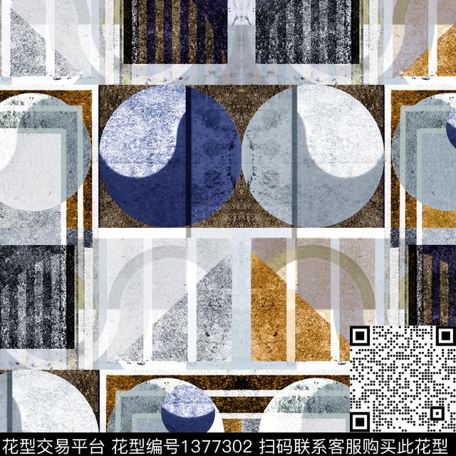 肌理抽象绘画格子数码印花华亿平台下载（图片编号: 1377302） - 瓦栏（Walan）