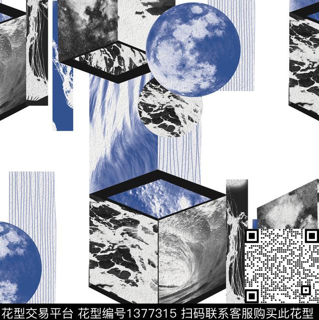 肌理抽象绘画格子数码印花华亿平台下载（图片编号: 1377315） - 瓦栏（Walan）