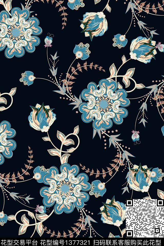 女装民族风花卉数码印花华亿平台下载（图片编号: 1377321） - 瓦栏（Walan）