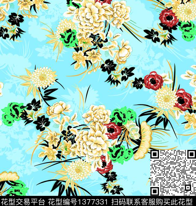 鲜花花卉大牌风数码印花华亿平台下载（图片编号: 1377331） - 瓦栏（Walan）