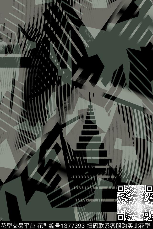 几何男装满版花迷彩传统印花华亿平台下载（图片编号: 1377393） - 瓦栏（Walan）