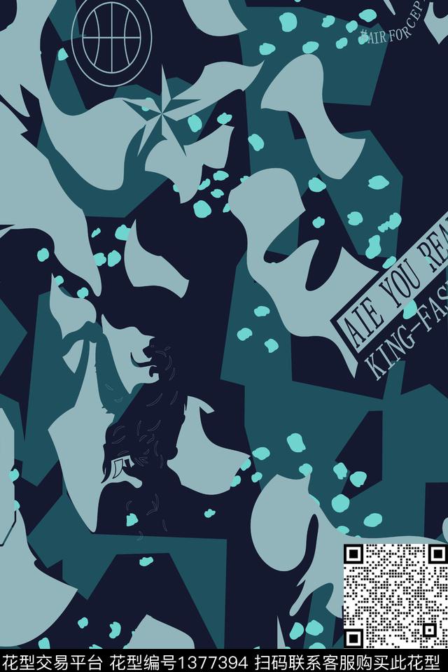 几何男装满版花迷彩传统印花华亿平台下载（图片编号: 1377394） - 瓦栏（Walan）