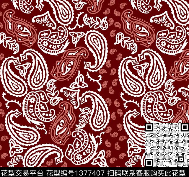 几何大牌风佩斯利传统印花华亿平台下载（图片编号: 1377407） - 瓦栏（Walan）