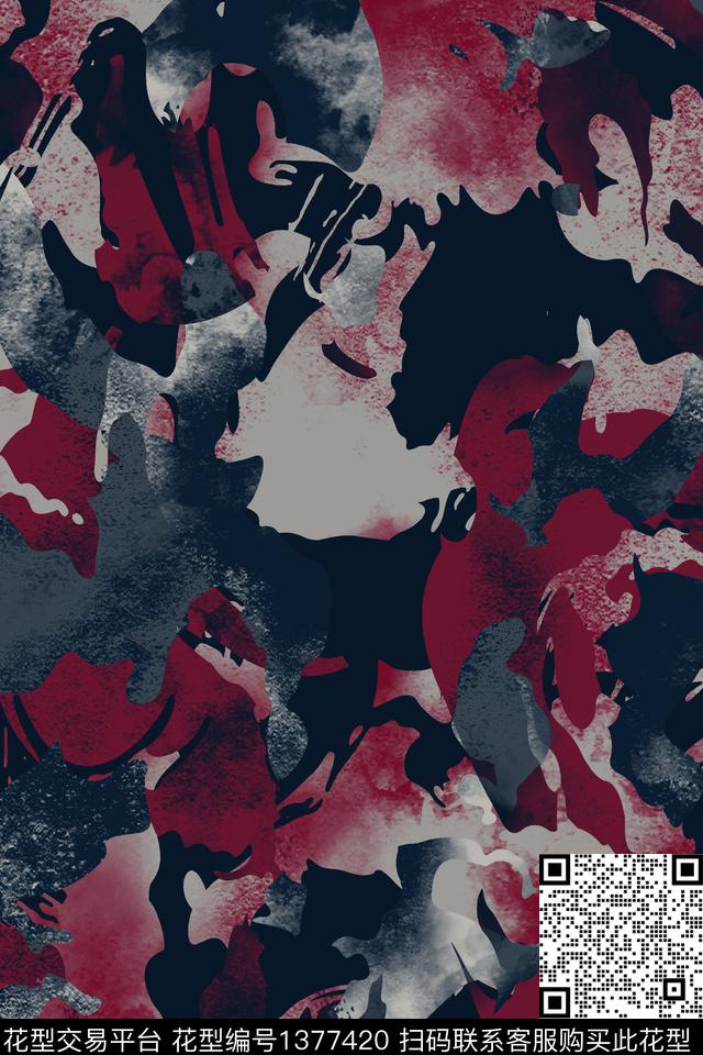 几何男装满版花迷彩传统印花华亿平台下载（图片编号: 1377420） - 瓦栏（Walan）