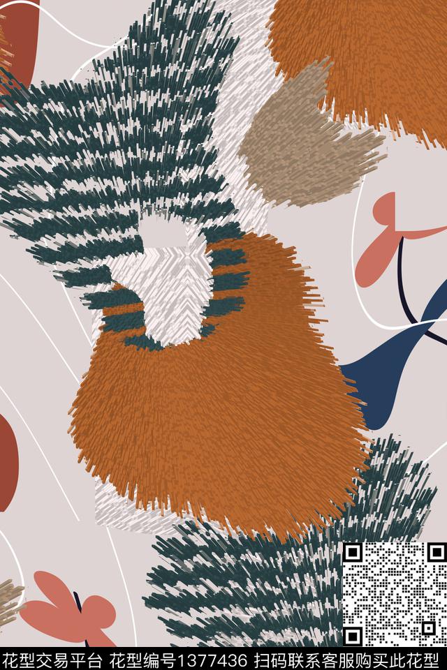 几何手绘几何有机几何形数码印花华亿平台下载（图片编号: 1377436） - 瓦栏（Walan）