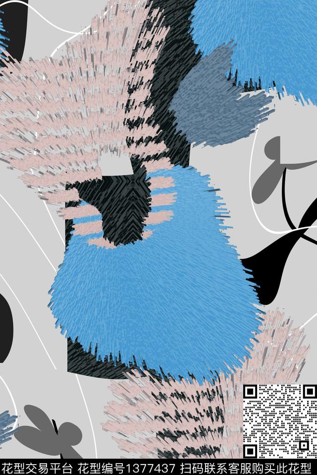 几何手绘几何有机几何形数码印花华亿平台下载（图片编号: 1377437） - 瓦栏（Walan）