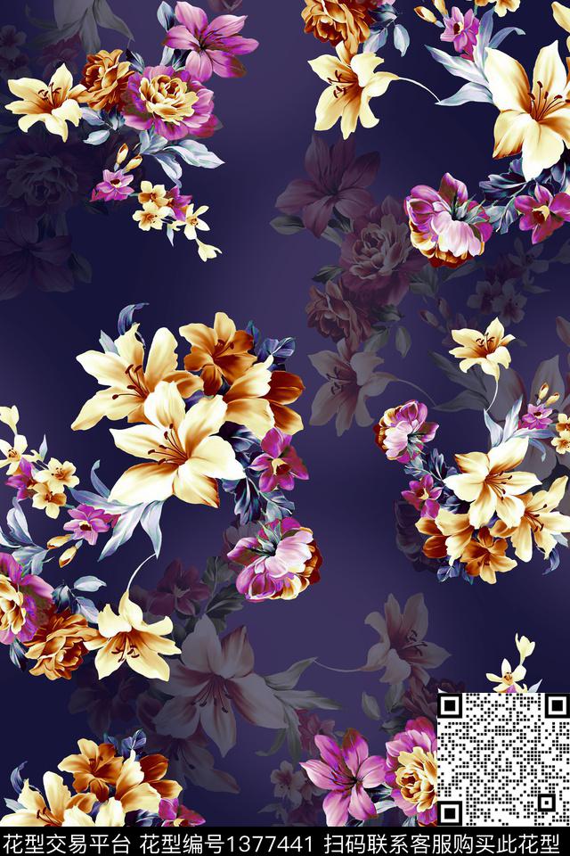 肌理绿植树叶花卉数码印花华亿平台下载（图片编号: 1377441） - 瓦栏（Walan）