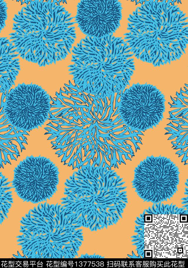 几何花卉几何向日葵传统印花华亿平台下载（图片编号: 1377538） - 瓦栏（Walan）